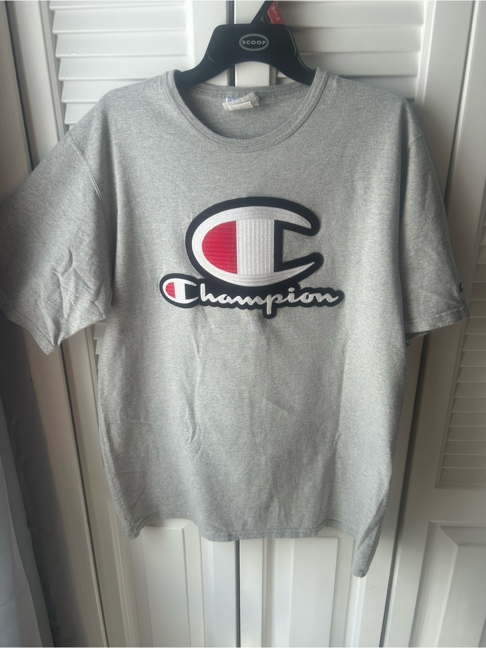 Vintage Champion Gray T-Shirt with Red & White Logo